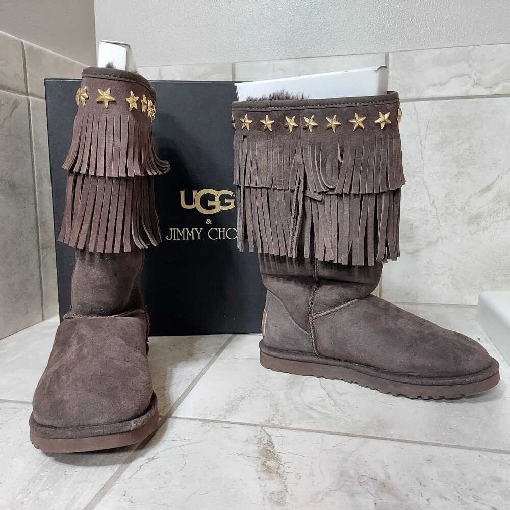 Jimmy Choo/UGG Brown Tassles Stary tall boots, size 5